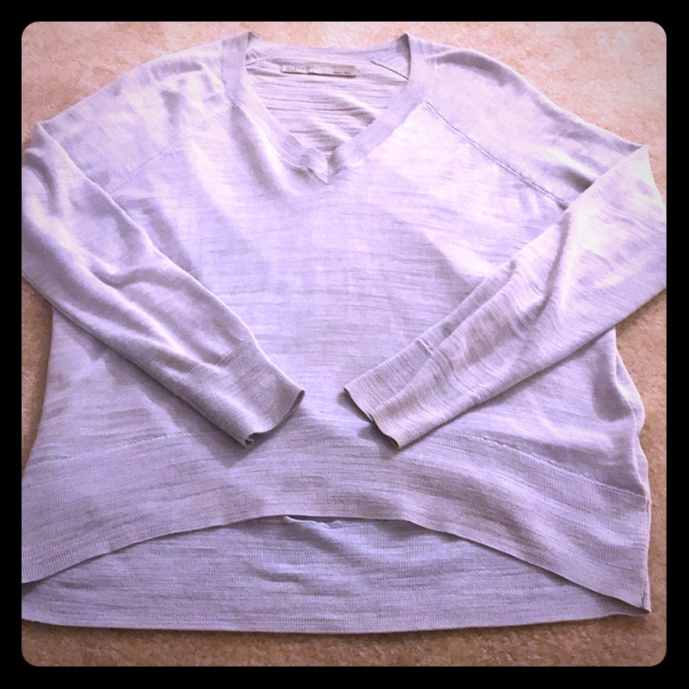 All Saints S top light blue/gray v-neck top